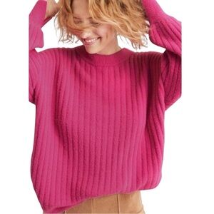 Aerie Buttercream Crew Oversized Sweater in Cosmic Pink